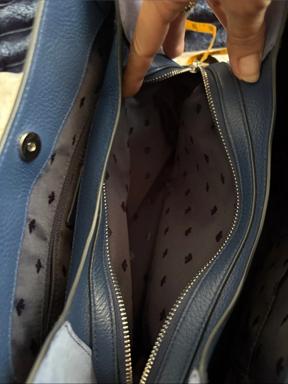 kate spade Leila Blue Pebbled Leather with suede Shoulder Bag